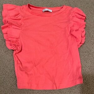 Zara coral ruffle top